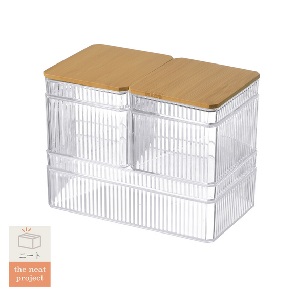 Sachi Clear Storage Boxes with Wood Cover (Set of 6)