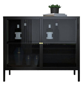 CLAIR LOW GLASS MULTI PURPOSE CABINET (BLACK)